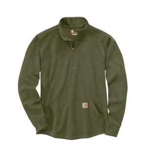 NWOT Men’s Carhartt Tilden Long Sleeve Waffle Knit Half Zip in olive. Size 2XL